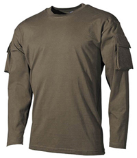 US Langarm T-Shirt mit Ärmeltaschen bis 3XL
