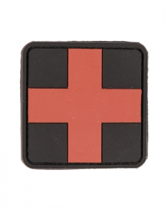 Klettabzeichen "3D First Aid" schwarz/rot